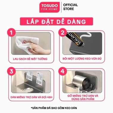 Treo Máy Sấy Tóc TOSUDO Nhôm Hàng Không - Không Khoan, Tặng Keo Dán, Chỉ 92.000₫ 9 Treo Máy Sấy Tóc TOSUDO Nhôm Hàng Không - Không Khoan, Tặng Keo Dán, Chỉ 92.000₫ 9