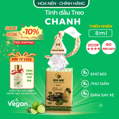 Treo xe tinh dầu Chanh nguyên chất Hoa Nén 8ml - Thơm dịu, khử mùi, giảm say xe - 120.000đ