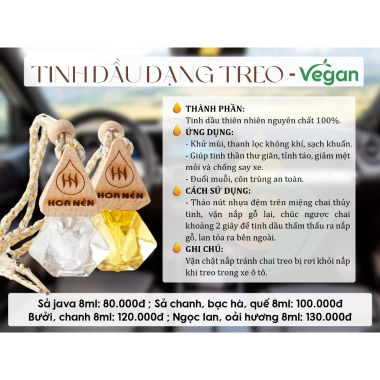 Treo xe tinh dầu Chanh nguyên chất Hoa Nén 8ml - Thơm dịu, khử mùi, giảm say xe - 120.000đ 8 Treo xe tinh dầu Chanh nguyên chất Hoa Nén 8ml - Thơm dịu, khử mùi, giảm say xe - 120.000đ 8