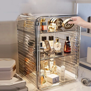 Tủ Đựng Mỹ Phẩm Trong Suốt TORO PET Cao Cấp - Kệ Trang Điểm Chống Bụi, Đựng Skincare và Nước Hoa, Giá 65.000 VND 3