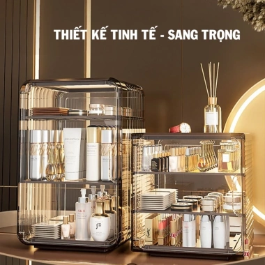 Tủ Đựng Mỹ Phẩm Trong Suốt TORO PET Cao Cấp - Kệ Trang Điểm Chống Bụi, Đựng Skincare và Nước Hoa, Giá 65.000 VND 4