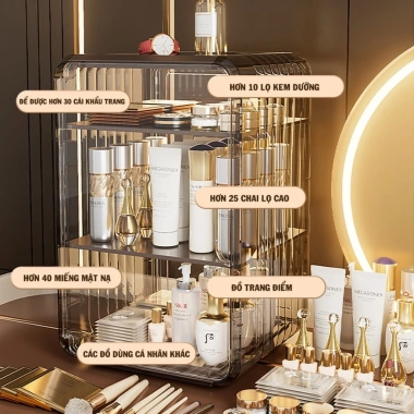 Tủ Đựng Mỹ Phẩm Trong Suốt TORO PET Cao Cấp - Kệ Trang Điểm Chống Bụi, Đựng Skincare và Nước Hoa, Giá 65.000 VND 6