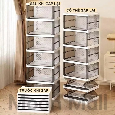 Tủ Giày Gấp Gọn Đa Năng Moon - Kệ Giày Trong Suốt, Lắp Ráp Thông Minh, Nhựa Cao Cấp Chống Bụi - Giá 199.000 VND
