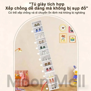 Tủ Giày Gấp Gọn Đa Năng Moon - Kệ Giày Trong Suốt, Lắp Ráp Thông Minh, Nhựa Cao Cấp Chống Bụi - Giá 199.000 VND