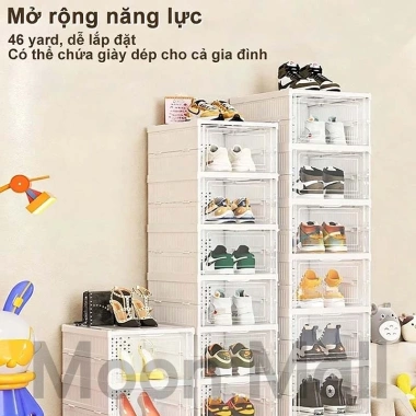 Tủ Giày Gấp Gọn Đa Năng Moon - Kệ Giày Trong Suốt, Lắp Ráp Thông Minh, Nhựa Cao Cấp Chống Bụi - Giá 199.000 VND