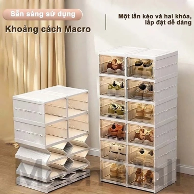 Tủ Giày Gấp Gọn Đa Năng Moon - Kệ Giày Trong Suốt, Lắp Ráp Thông Minh, Nhựa Cao Cấp Chống Bụi - Giá 199.000 VND
