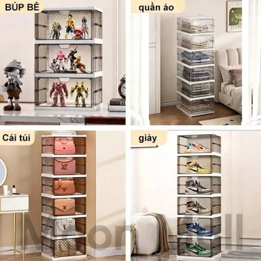 Tủ Giày Gấp Gọn Đa Năng Moon - Kệ Giày Trong Suốt, Lắp Ráp Thông Minh, Nhựa Cao Cấp Chống Bụi - Giá 199.000 VND