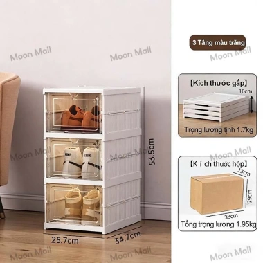 Tủ Giày Gấp Gọn Đa Năng Moon - Kệ Giày Trong Suốt, Lắp Ráp Thông Minh, Nhựa Cao Cấp Chống Bụi - Giá 199.000 VND