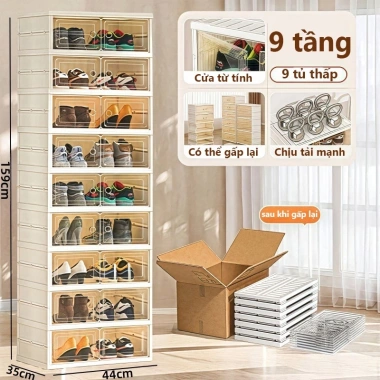 Tủ giày gấp gọn nhựa PP cao cấp, bánh xe di động, hộp đa năng, kệ để giày dép - giá chỉ 329.000 VND