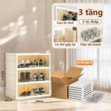 Tủ giày gấp gọn nhựa PP cao cấp, bánh xe di động, hộp đa năng, kệ để giày dép - giá chỉ 329.000 VND