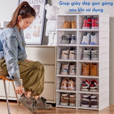 Tủ Giày Gấp Gọn Thông Minh, Kệ Đa Năng Cao Cấp, Cửa Trong Suốt, Chịu Lực Tốt, Giá 68.000đ