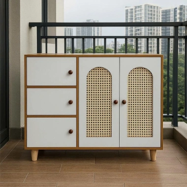 Tủ Giày & Kệ Giày 5 Cánh Mây Chân Gỗ MDF - Tiết Kiệm Không Gian, Gọn Gàng, Giá 389k