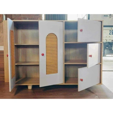 Tủ Giày & Kệ Giày 5 Cánh Mây Chân Gỗ MDF - Tiết Kiệm Không Gian, Gọn Gàng, Giá 389k