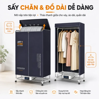 Tủ sấy ARTHOME - Điều khiển từ xa, khử mùi, diệt khuẩn, màn hình cảm ứng - 1.449.000₫