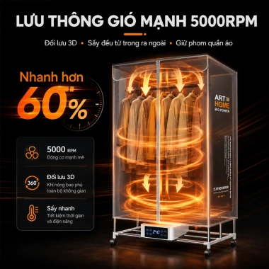 Tủ sấy ARTHOME - Điều khiển từ xa, khử mùi, diệt khuẩn, màn hình cảm ứng - 1.449.000₫