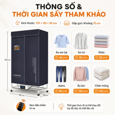 Tủ sấy ARTHOME - Điều khiển từ xa, khử mùi, diệt khuẩn, màn hình cảm ứng - 1.449.000₫
