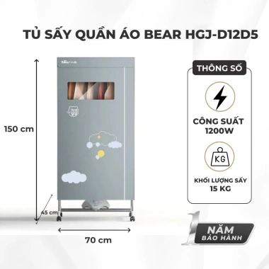 Tủ sấy Bear 2 tầng HGJ-D12D5 1.200W 485L, bánh xe di chuyển, chỉ 1.150.000 VND