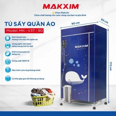 Tủ sấy ion Makxim USA V3T 1.600W – Sấy nhanh, sưởi ấm mùa đông, giá chỉ 1,229,000₫ 2 Tủ sấy ion Makxim USA V3T 1.600W – Sấy nhanh, sưởi ấm mùa đông, giá chỉ 1,229,000₫ 2