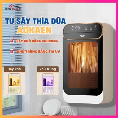 Tủ Sấy Khô Đũa Thìa Treo Tường UV ADKAEN - Khử Khuẩn 4K, Cảm Ứng, Giá 599k