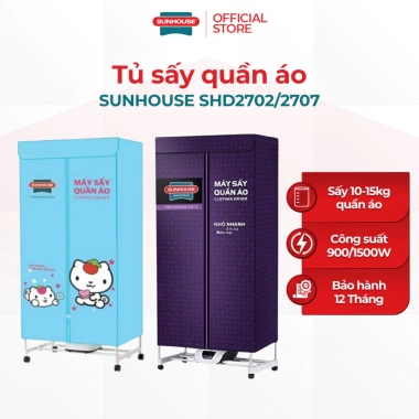 Tủ Sấy Khô Quần Áo Sunhouse SHD2.707/SHD2.702 - Bảo Hành 12 Tháng, Điều Khiển Từ Xa, Giá Ưu Đãi 945.000₫