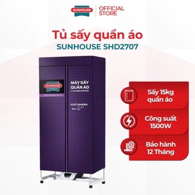 Tủ Sấy Khô Quần Áo Sunhouse SHD2.707/SHD2.702 - Bảo Hành 12 Tháng, Điều Khiển Từ Xa, Giá Ưu Đãi 945.000₫