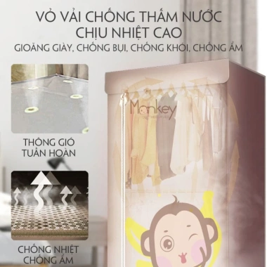 Tủ sấy quần áo 1.200W siêu nhanh, điều khiển từ xa, không tiếng ồn - Giá ưu đãi 1,150,000₫