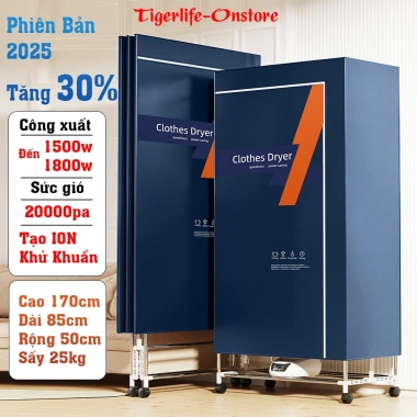 Tủ Sấy Quần Áo 1.500W Siêu Nhanh - Ion Khử Khuẩn, Gấp Gọn Di Chuyển Dễ Dàng - Giá 1,5 Triệu
