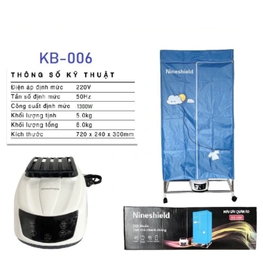 Tủ sấy quần áo 2 tầng Nineshield KB006 1.300W - Diệt khuẩn, bảo hành 24t, 790.000₫