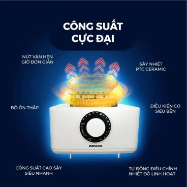 Tủ Sấy Quần Áo 2.200W Nanoco NCD2.207 Công suất mạnh, sức chứa 50kg, nút vặn tiện lợi, giá ưu đãi 1.597.700 VNĐ