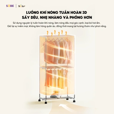 Tủ Sấy Quần Áo Bear 2 Tầng 475L - 1.200W, Diệt Khuẩn, Hẹn Giờ, Gấp Gọn, Giá 1.392.000₫ 2