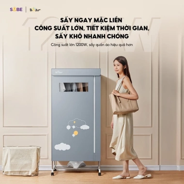 Tủ sấy quần áo BEAR HGJ-D12D5 2 tầng 475L 1.200W Diệt khuẩn, hẹn giờ, giá 1,221,000₫