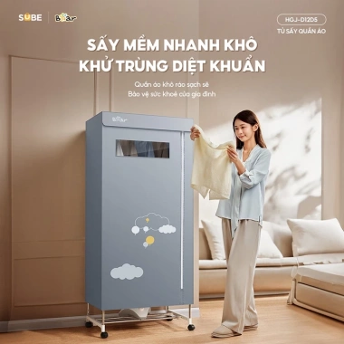 Tủ sấy quần áo BEAR HGJ-D12D5 2 tầng 475L 1.200W Diệt khuẩn, hẹn giờ, giá 1,221,000₫