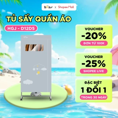 Tủ sấy quần áo Bear HGJ-D12D5 475L 2 tầng gấp gọn, 1.200W, diệt khuẩn, hẹn giờ