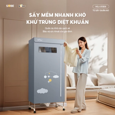 Tủ sấy quần áo Bear HGJ-D12D5 475L 2 tầng gấp gọn, 1.200W, diệt khuẩn, hẹn giờ