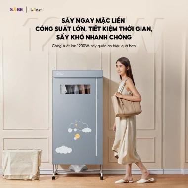 Tủ sấy quần áo Bear HGJ-D12D5 475L 2 tầng gấp gọn, 1.200W, diệt khuẩn, hẹn giờ
