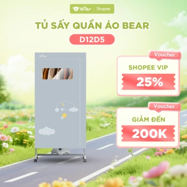 Tủ Sấy Quần Áo Bear HGJ D12D5 475L 2 Tầng Gấp Gọn - Sấy Nhanh, Diệt Khuẩn, Hẹn Giờ