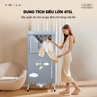 Tủ Sấy Quần Áo Bear HGJ D12D5 475L 2 Tầng Gấp Gọn - Sấy Nhanh, Diệt Khuẩn, Hẹn Giờ 9 Tủ Sấy Quần Áo Bear HGJ D12D5 475L 2 Tầng Gấp Gọn - Sấy Nhanh, Diệt Khuẩn, Hẹn Giờ 9