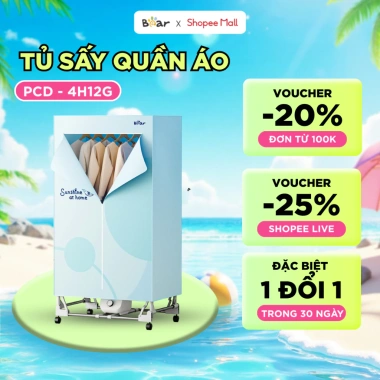 Tủ Sấy Quần Áo Bear PCD-4H12G - Gấp Gọn, Sấy Nhanh, Kháng Khuẩn, Công Suất Lớn