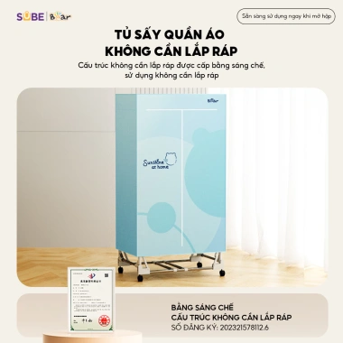 Tủ Sấy Quần Áo Bear PCD-4H12G - Gấp Gọn, Sấy Nhanh, Kháng Khuẩn, Công Suất Lớn