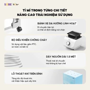 Tủ Sấy Quần Áo Bear PCD-4H12G - Gấp Gọn, Sấy Nhanh, Kháng Khuẩn, Công Suất Lớn 9 Tủ Sấy Quần Áo Bear PCD-4H12G - Gấp Gọn, Sấy Nhanh, Kháng Khuẩn, Công Suất Lớn 9