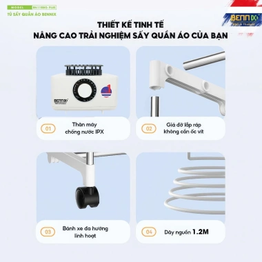 Tủ sấy quần áo Bennix BN-115BIG Hỏa Tốc 2.025 - Bảo hành 18 tháng, Giá 1,200,000₫