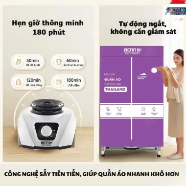 Tủ sấy quần áo BENNIX BN-338CD - Máy sấy nhanh, bảo hành 18 tháng, giá 1,200,000₫