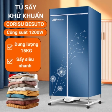 Tủ Sấy Quần Áo CORISU BESUTO 1.200W - Tự Động Tắt Quá Nhiệt, Khử Nấm Móc, Giá Ưu Đãi 1,252,000₫ 2