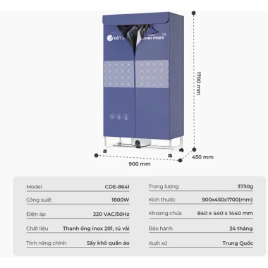 Tủ Sấy Quần Áo Elmich CDE-8.641 583L Siêu Rộng, 30Kg Tải, Sấy Nhanh, Diệt Khuẩn An Toàn - Giá Ưu Đãi 1.09 Triệu 6