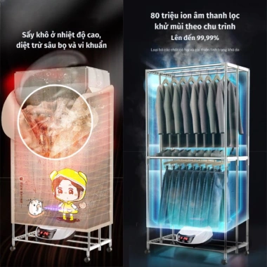 Tủ sấy quần áo gấp gọn tiết kiệm điện, diệt khuẩn, điều khiển từ xa - BH 12 tháng 8 Tủ sấy quần áo gấp gọn tiết kiệm điện, diệt khuẩn, điều khiển từ xa - BH 12 tháng 8