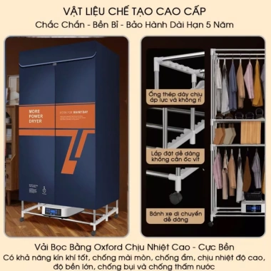 Tủ Sấy Quần Áo Gấp Gọn ZLIFE Z28 2 Tầng 1m8 - 2.200W Khử Khuẩn, Sưởi Khô Giày Dép