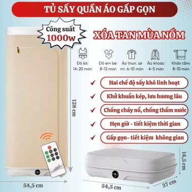 Tủ Sấy Quần Áo Gấp Gọn ZLIFE Z28 2 Tầng 1m8 - 2.200W Khử Khuẩn, Sưởi Khô Giày Dép