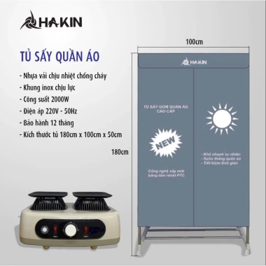 Tủ sấy quần áo HaKin - Củ sấy gốm 2 bầu, Bảo hành 12 tháng, Giá chỉ 780.000₫ 9 Tủ sấy quần áo HaKin - Củ sấy gốm 2 bầu, Bảo hành 12 tháng, Giá chỉ 780.000₫ 9