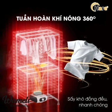 Tủ sấy quần áo Hare HR-CD1.202 20kg - Giá 790.000 VND, khô thơm, diệt khuẩn, giảm giá hấp dẫn 4 Tủ sấy quần áo Hare HR-CD1.202 20kg - Giá 790.000 VND, khô thơm, diệt khuẩn, giảm giá hấp dẫn 4