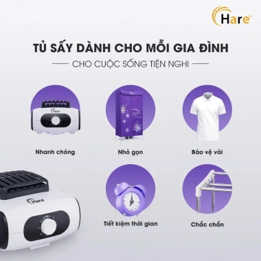 Tủ sấy quần áo Hare HR‑CD1.202 1.500W sấy nhanh, khô đều, tiết kiệm thời gian, giá chỉ 790.000₫ 6